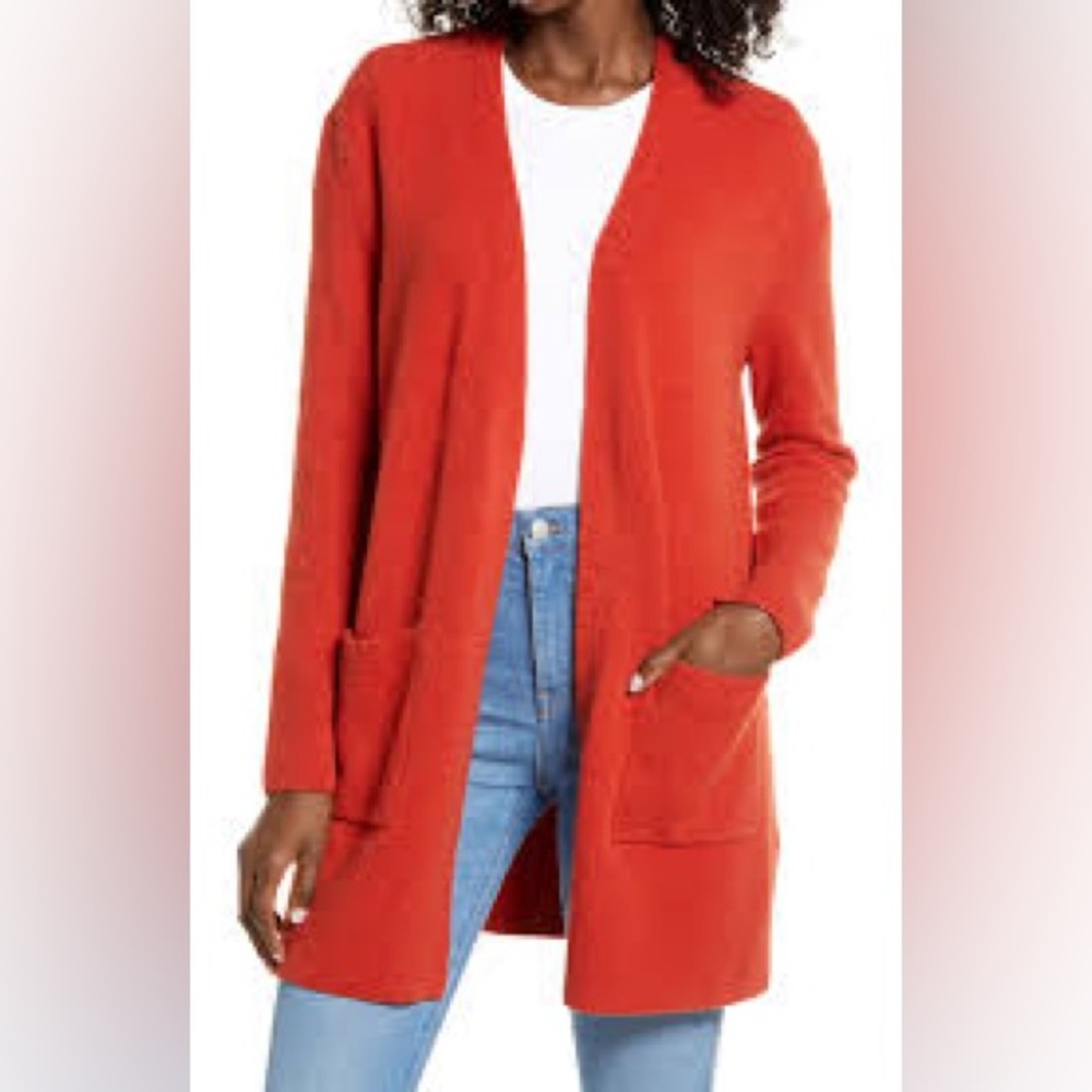Madewell Kent Cozy Soft Long Cardigan Rust Orange Size Small